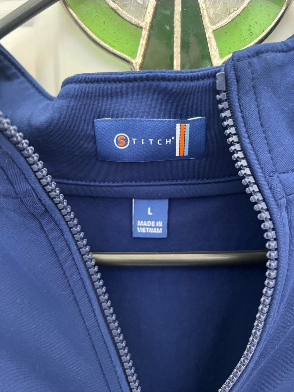Stitch Navy Quarter-Zip Pullover with Orange Stripe Logo NWT - Picture 2 of 6